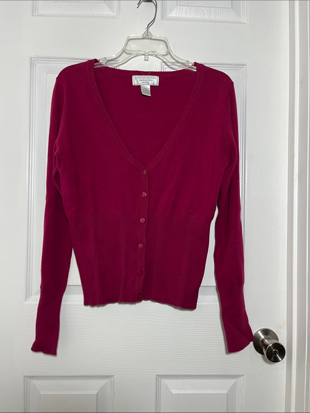united states sweaters Raspberry V-Neck Button Cardigan